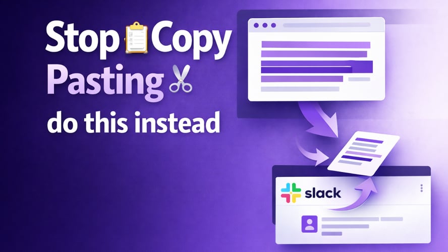 graphic of a page with arrows sending content to slack